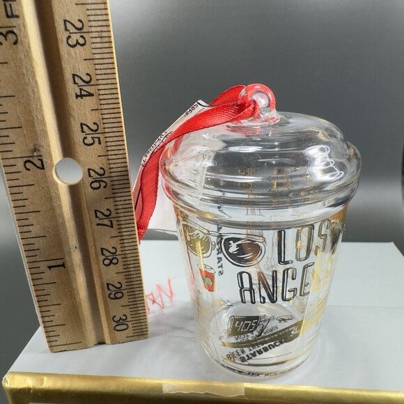 Starbucks Been There Series Glass Holiday Ornament Los Angeles Clear Gold Letter - Picture 3 of 12